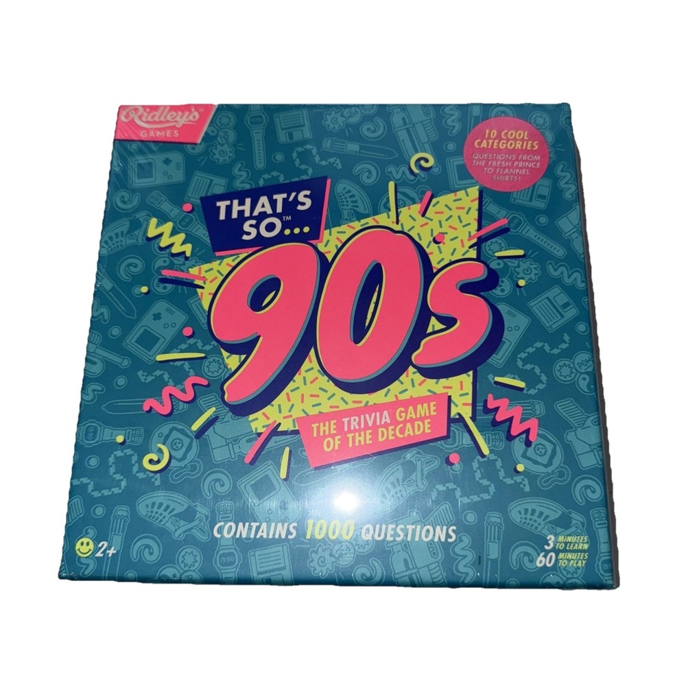 Ridley's Games That's So 90s Trivia Game 1000 Questions Retro Party Quiz QUZ012